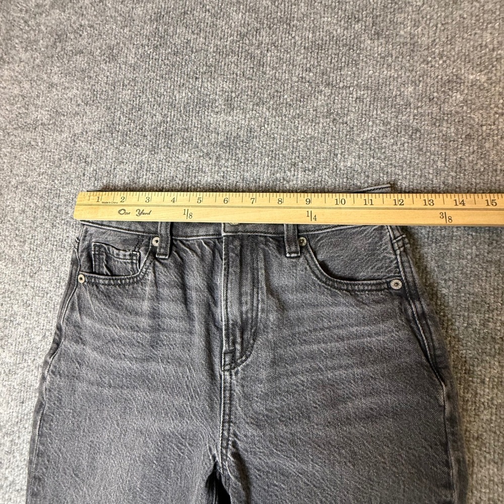 American Eagle Strigid Mom Jeans Faded Black High Rise Straight 000 Short - Picture 7 of 9